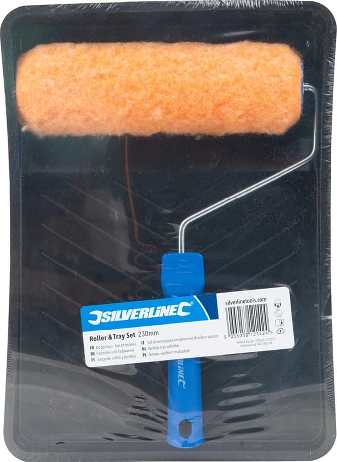 Silverline Verfbak met verfroller - 230 mm - Slijtvaste plastic bak - Easy-grip handvat