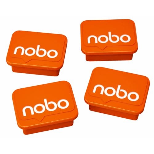 Nobo Whiteboard Magneten  - 4 stuks - 18x22mm - Whiteboard Accessoires - Oranje