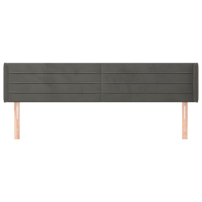 vidaXL - Hoofdbord - met - randen - 183x16x78/88 - cm - fluweel - donkergrijs