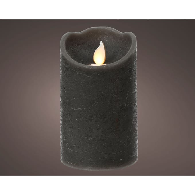 LED waving kaars wax steady binnen grijs H.12.5cm D.7.5cm
