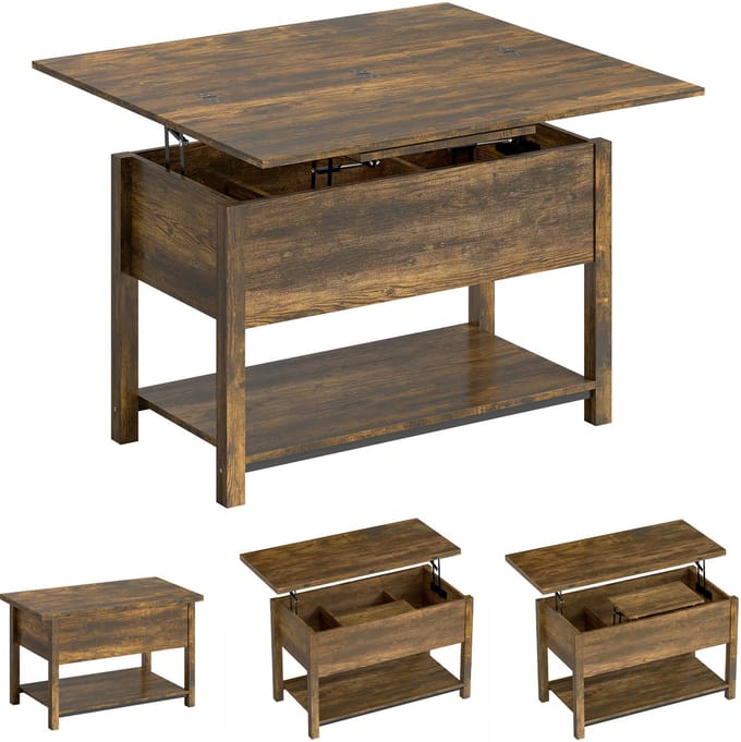 HOMCOM Salontafel - Spaanplaat - 100x90x63,5cm - Rustiek Bruin