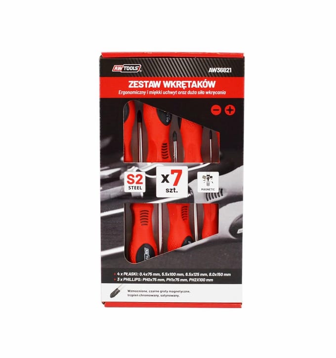 Awtools S2 Serie - Schroevendraaierset - 7 stuks - S2 Staal - Magnetische Tips