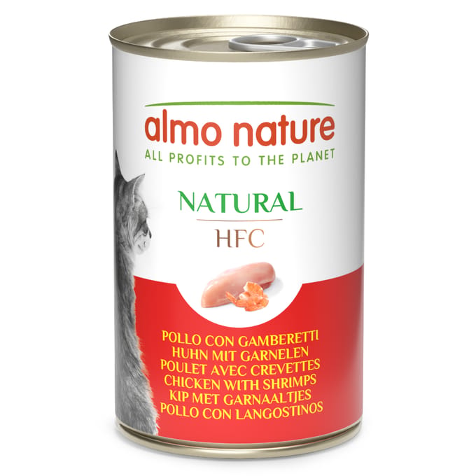 24x140g Kip & Garnalen Almo Nature Classic Kattenvoer