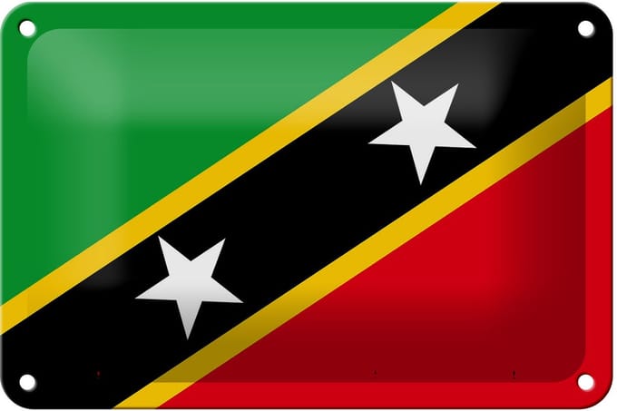 Blechschild Flagge St. Kitts und Nevis 18x12cm Saint Kitts Dekoration