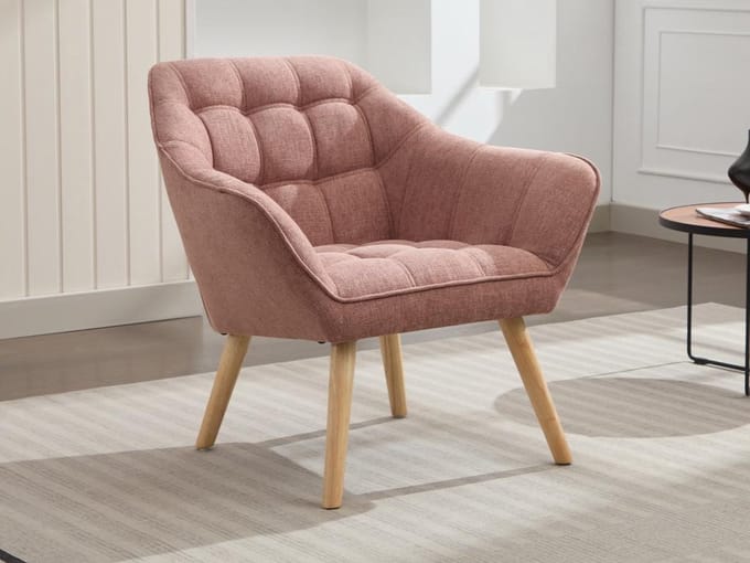 Vente-unique Fauteuil van roze gechineerde stof CASERTA