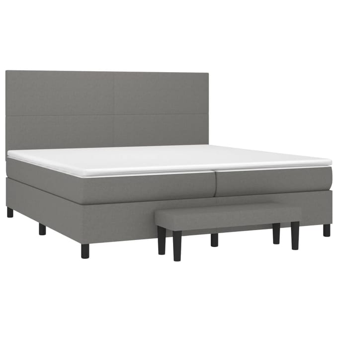 vidaXL - Boxspring - met - matras - stof - donkergrijs - 200x200 - cm