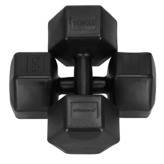 Springos Dumbbell | Gewichten | Gewichten set | 10 kg | Zwart