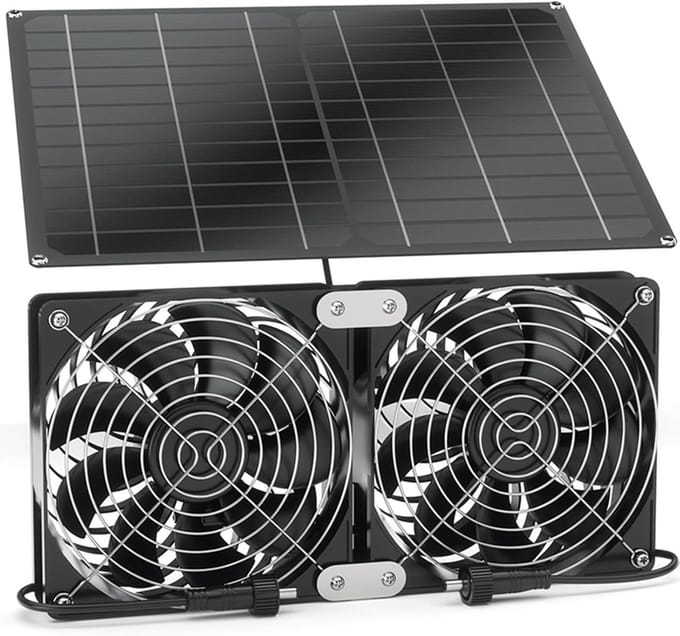 15W Zonneventilator, Waterdicht Paneel & Dubbele Ventilator, Geschikt voor Buiten Kas & Kippenhok
