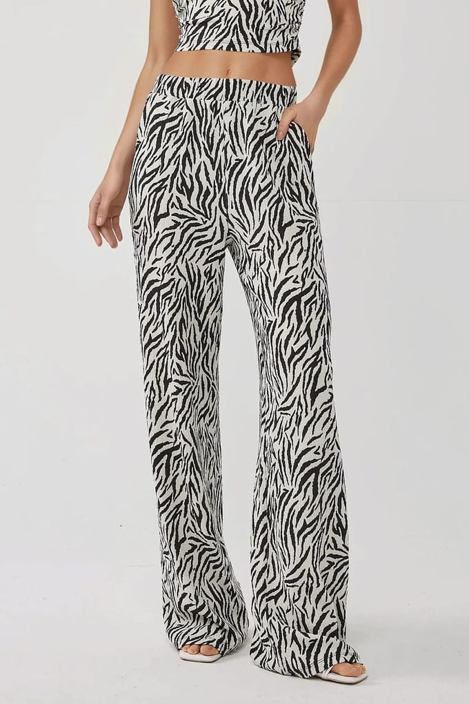 Wijde Benen Zebrapatroon Broek
