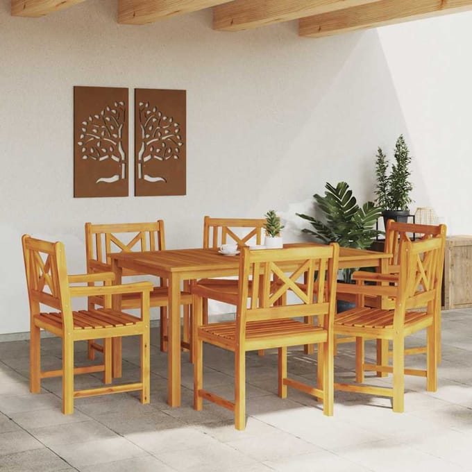 vidaXL - Tuinstoelen - 6 - st - Naturel - Massief - Acacia - Hout