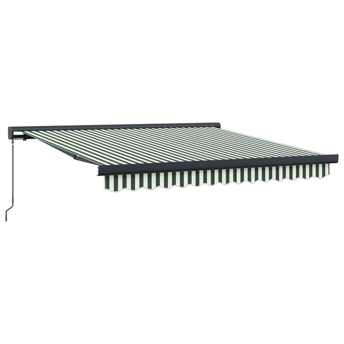 vidaXL - Uitschuifbare - luifel - Groen - en - Wit - 300 - x - 250 - cm