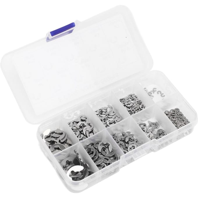 580 stuks E Circlip Ringen Set met Opbergdoos Roestvrij Staal Stevige Bevestiging E Type Borgring