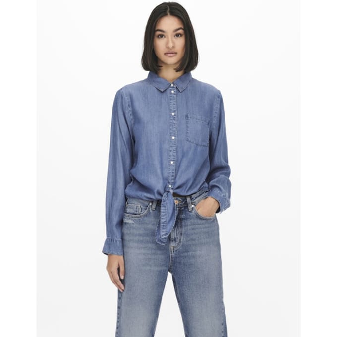 Jacqueline de Yong jasper l/s knot shirt wvn 15252957 medium blue denim
