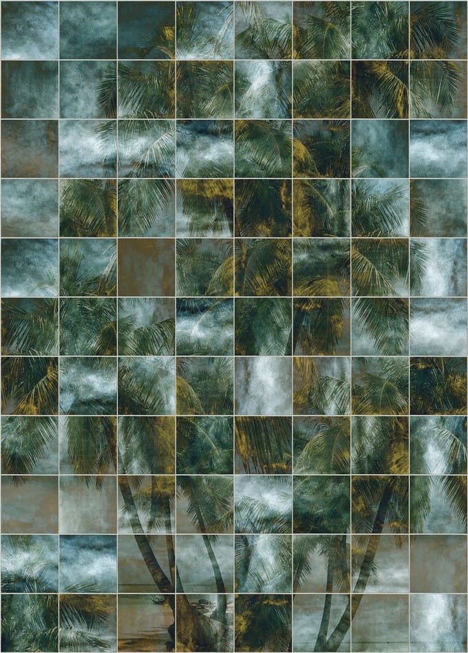 Fotobehang Palm Puzzle - Meerkleurig - 2,80m X 200cm
