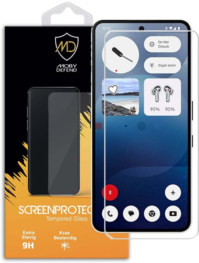 MobyDefend Screenprotector - Geschikt voor Nothing Phone (3a) - Case-Friendly Screensaver - Gehard Glas