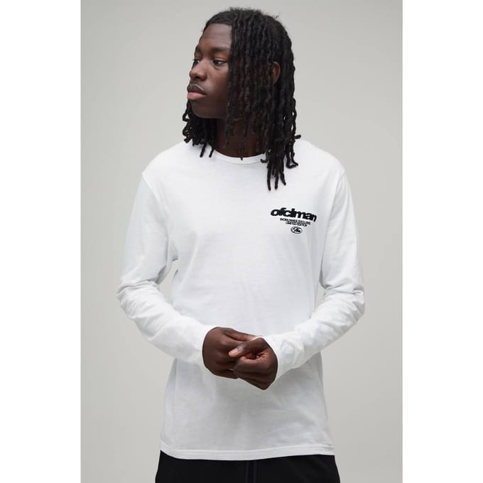 Officieel Gemerkt T-shirt Met Lange Mouwen | White | Size Medium