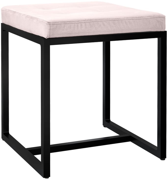 CLP Barci kruk met bekleding en zwart ijzeren frame Fluweel/creme