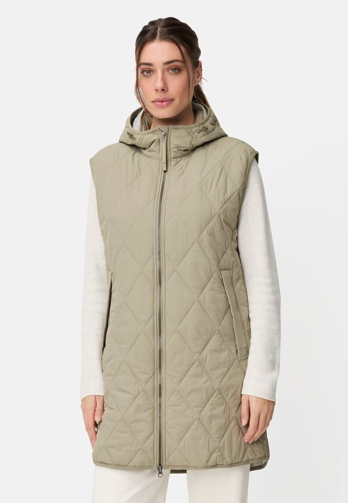 camel active Lang vest met capuchon - Maat womenswear-36 - Salie