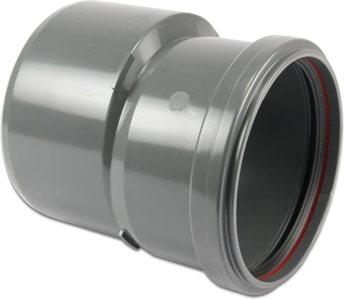 Verloopring excentrisch PVC-U 200 mm x 250 mm SN4 manchet x spie grijs KOMO/BENOR