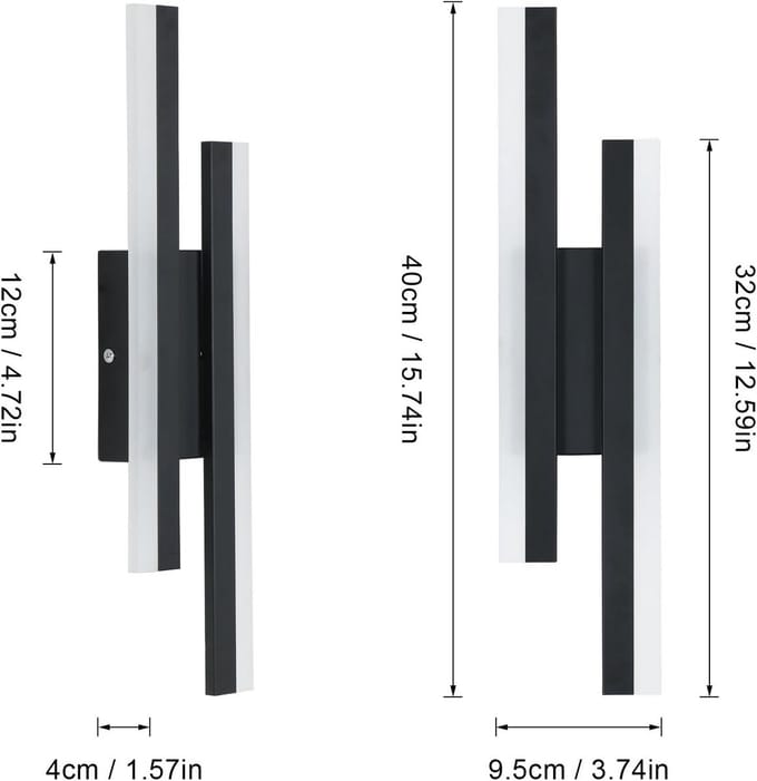 LED wandlamp 16 W 1800 lm zwart warm wit 3000K modern acryl