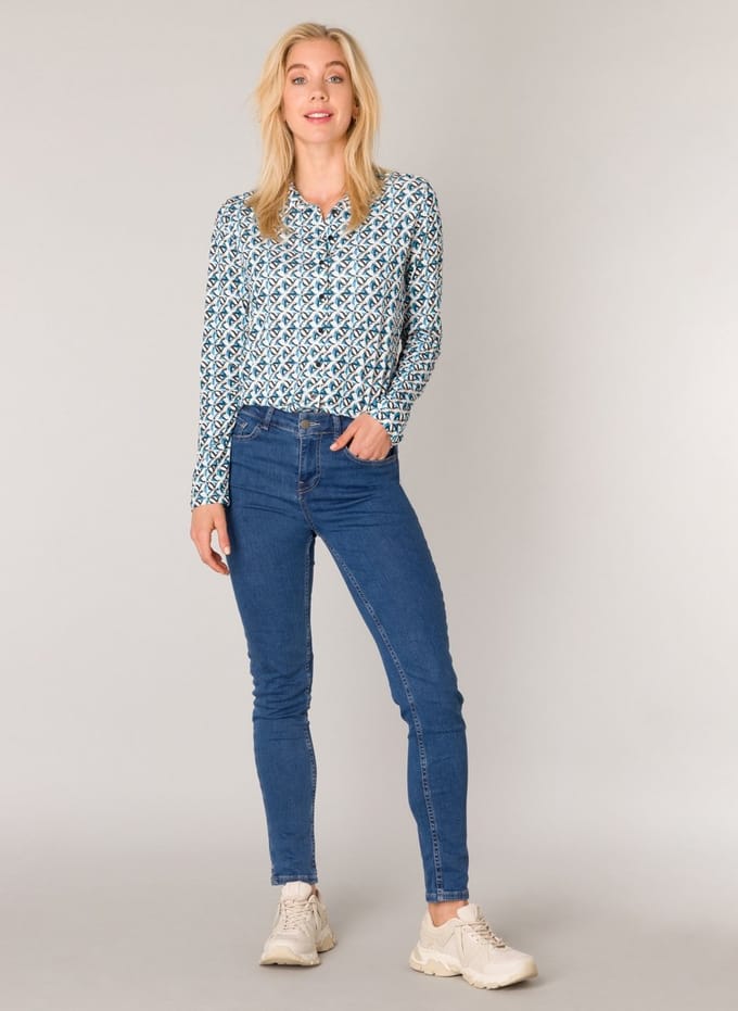 ES&SY Estrella Blouse - Steel Blue/Multi-Col - maat 40