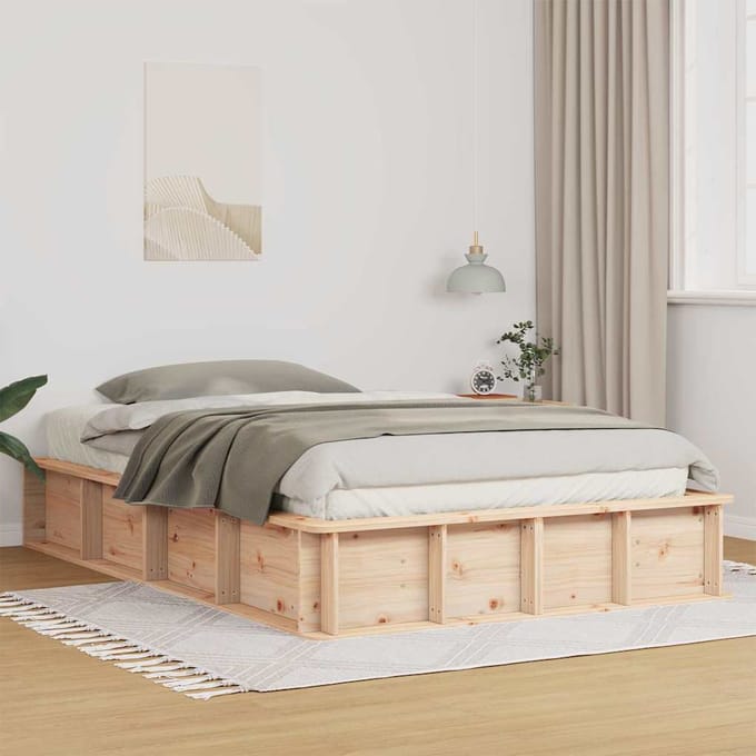 vidaXL - Bedframe - Bruin - 140 - x - 200 - cm - Massief - grenenhout