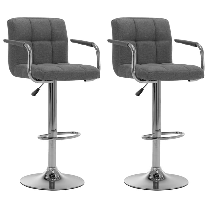 vidaXL - Barstoelen - 2 - st - stof - lichtgrijs