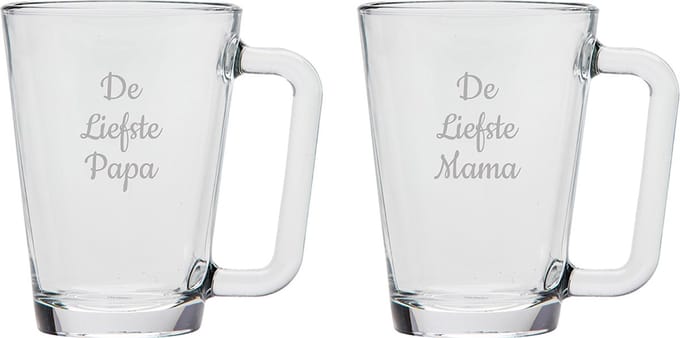 Gegraveerde theeglas 26cl De Liefste Mama-De Liefste Papa