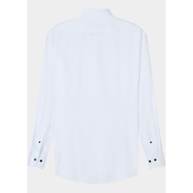 OLYMP 24/7 Luxor modern fit overhemd - twill - wit - Strijkvriendelijk - Boordmaat: 40