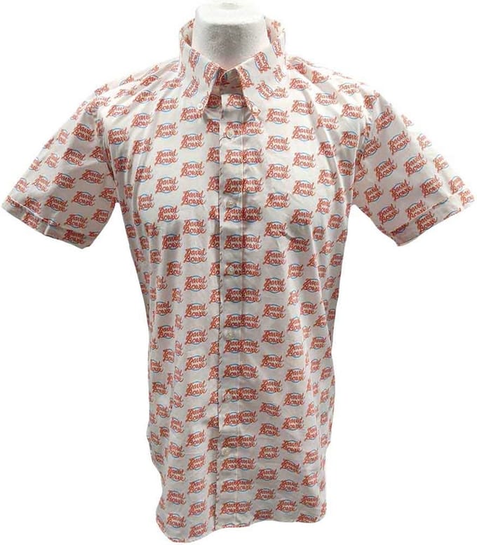 David Bowie - Logo Pattern Shirt - M - Wit