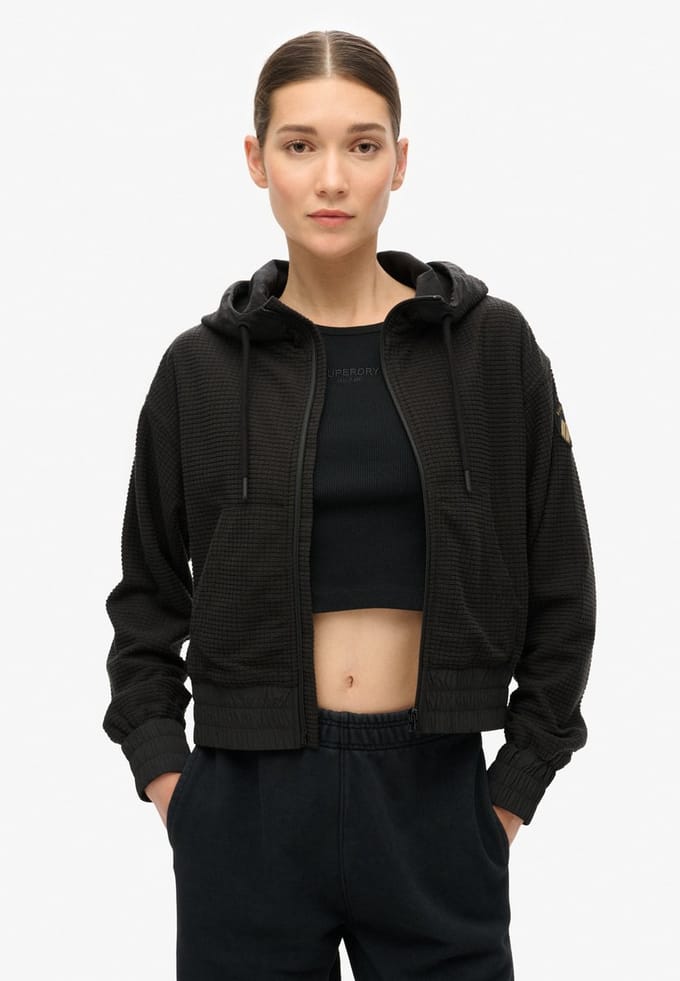 Superdry - Sport Tech Grid Fleece ritshoodie - Dames - Hoodies
