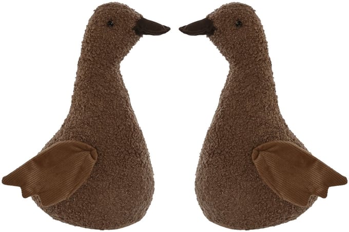 ITEM Deurstopper eend - 2x - bruin - polyester - 21 x 12 x 29 cm - tegen klapperende deuren - kinderkamer