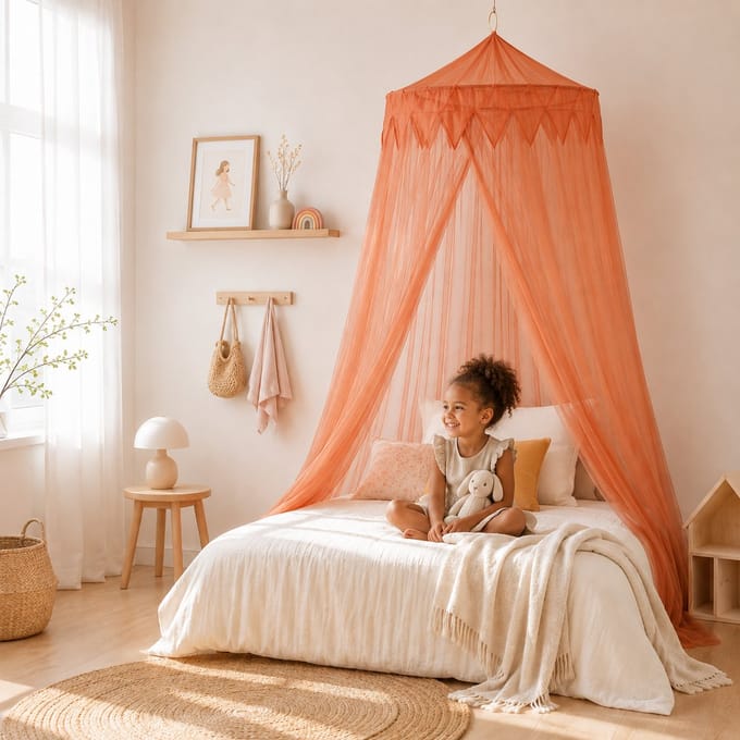 Kinderklamboe Kroonrand Terra - Luxe Bedhemel voor Baby & Kind