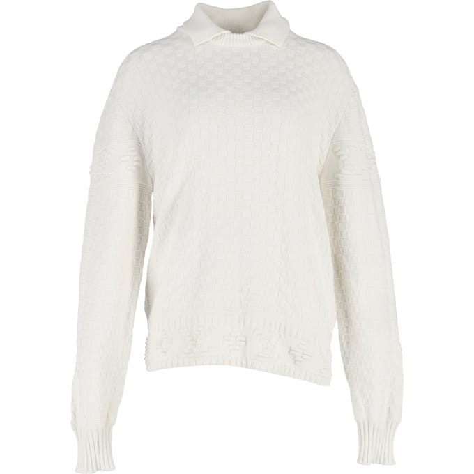 Louis Vuitton trui met kraag van witte wol.