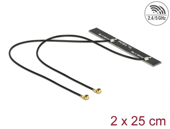 Dubbele band wlan wifi 6 twin antenne 2 x i-pex Inc., mhf® i plug 5 dbi 2 x 50 cm pcb interne zelfklevende