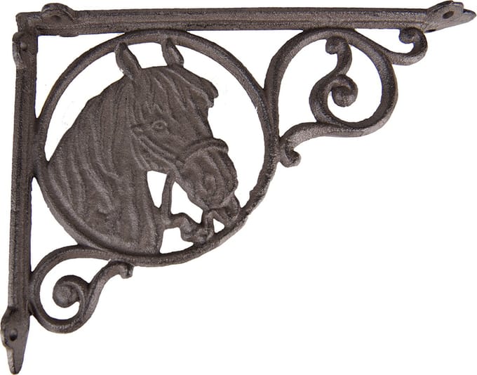 Clayre & Eef Hoekijzer 3x24x18 cm Bruin Ijzer Paard Plankdrager