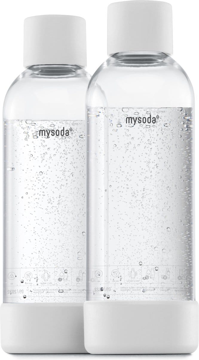 Mysoda - Set van 2 herbruikbare flessen van 1 liter - wit- Geschikt voor Mysoda apparaten