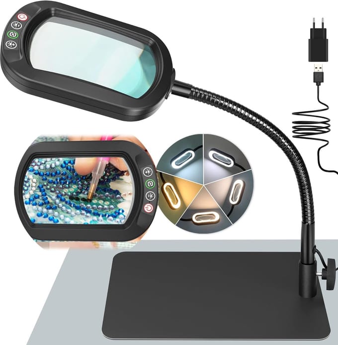 Vergrootglas met Verlichting - Loeplamp - Vergrootspiegel Led - Zwart