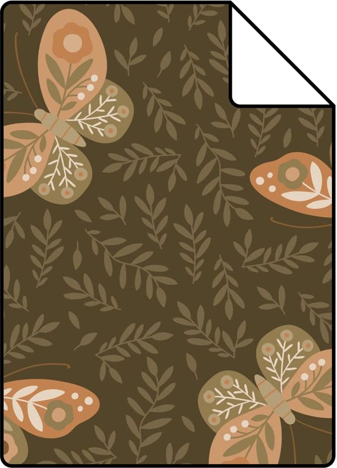 Proefstaal ESTAhome behang vlinders groen - 26.5 x 21 cm - 131887-S
