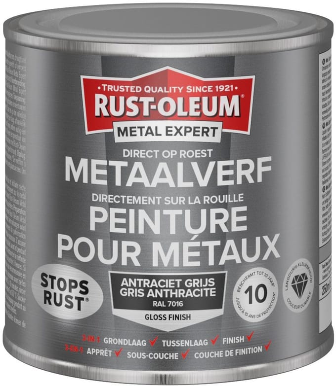 Rust-Oleum Metal Expert Direct Op Roest Metaal Verf 250ml - RAL 7016
