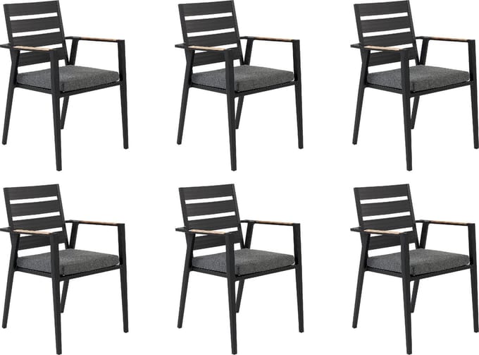 TAVIANO - Tuinstoel set van 6 - Zwart - Aluminium
