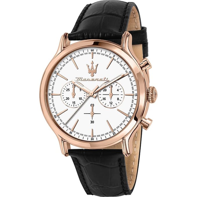 Maserati Epoca Wit Zwart Leer Heren Quartz Chronograaf R8871618016 wit