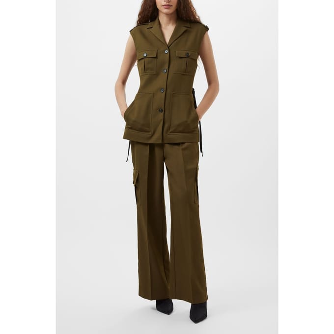 French Connection Florence Twill Waistcoat Khaki Größe: 8 | Gilets Outlet | Damen | Braun