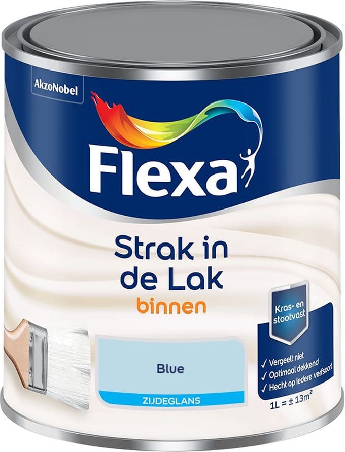 Flexa - Strak In De Lak Binnenlak Zijdeglans - Blue - Mengverf - 1 L