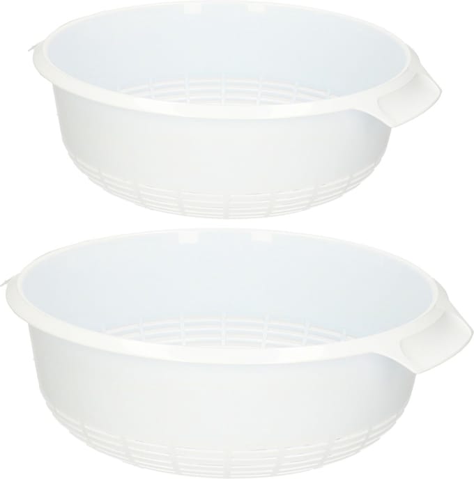 Plasticforte kunststof keuken vergieten - combi set - wit - 27 x 10 cm en 23 x 9 cm