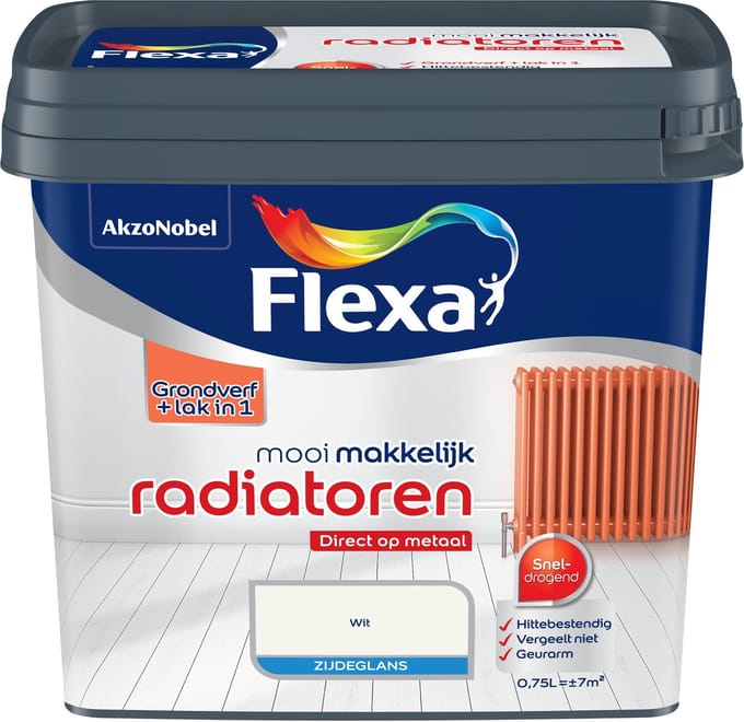 Flexa - Mooi Makkelijk Radiatoren Zijdeglans - Wit - 750 Ml