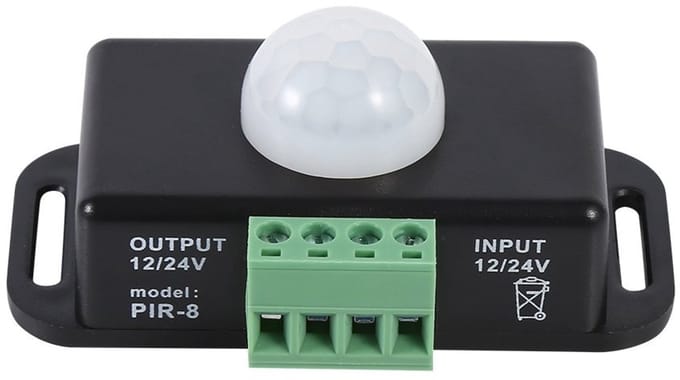 Allecto - PIR Bewegingssensor - LED verlichting - 12V/24V DC - Bewegingsdetectie - Buiten en binnen gebruik - Efficiënte energiezuinige oplossing -...