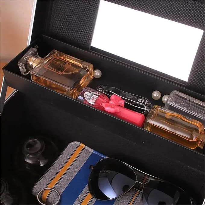 Nageltas Schoonheid - Make-up Koffer - Opslag Organizer - Grote Capaciteit - 30 cm Lengte - Zilver