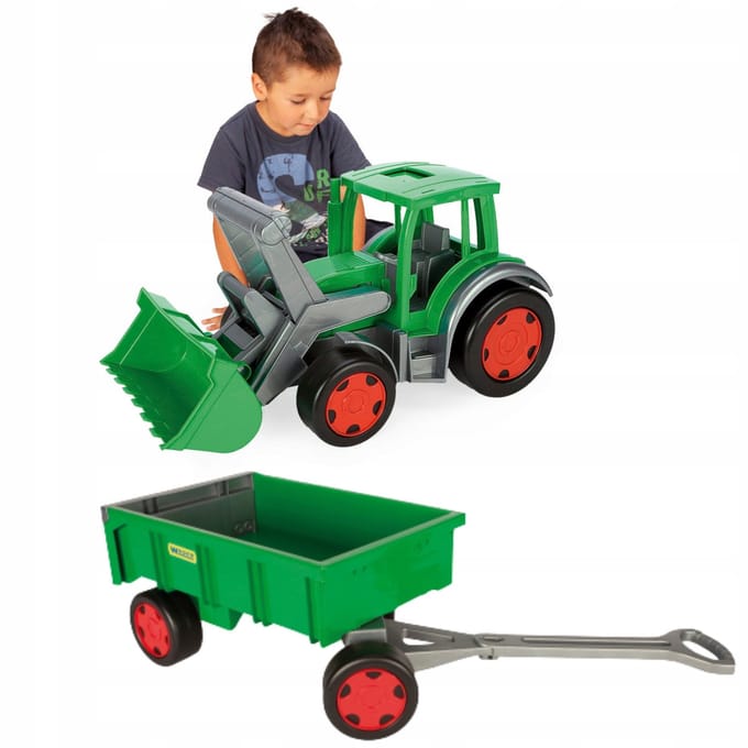 Wader Gigant Boerderij Tractor met Schep en Aanhanger - 120cm