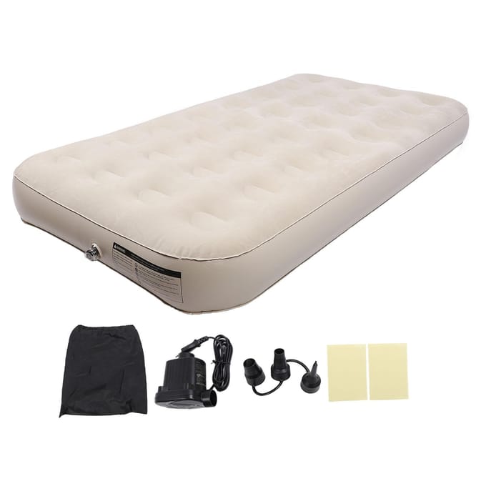 Matelas gonflable avec pompe électrique, capacité de charge de 250 kg, portable, pour invités et extérieur white